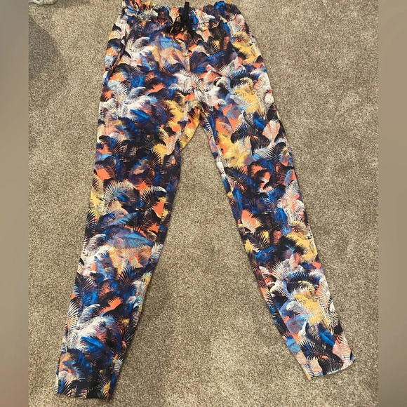 RACHEL Rachel Roy Multicolor Palm Trees Tropical Tie Elastic Waist Pants Sz XS - Picture 2 of 8